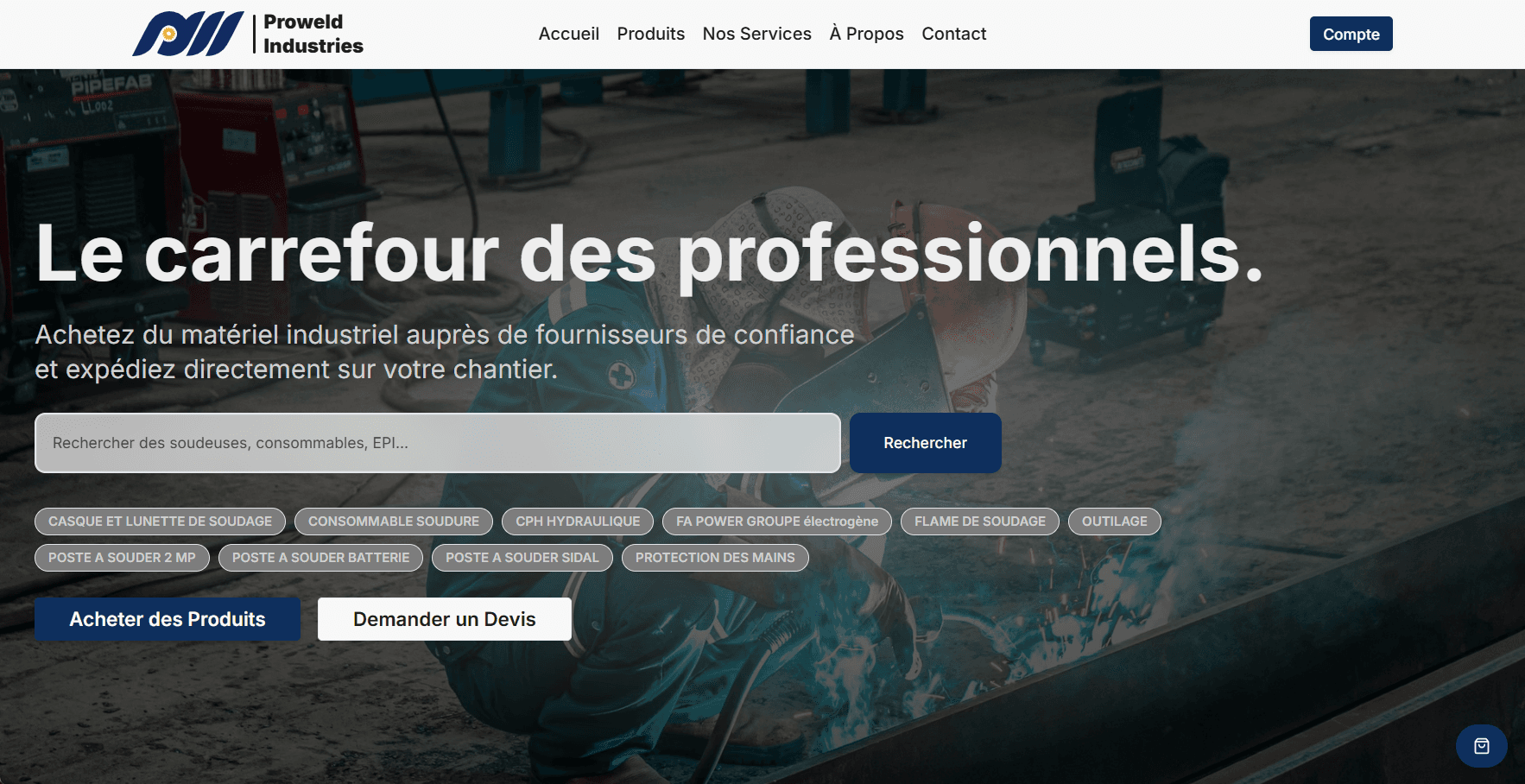 Screenshot of Proweld Industries E-Commerce Dashboard